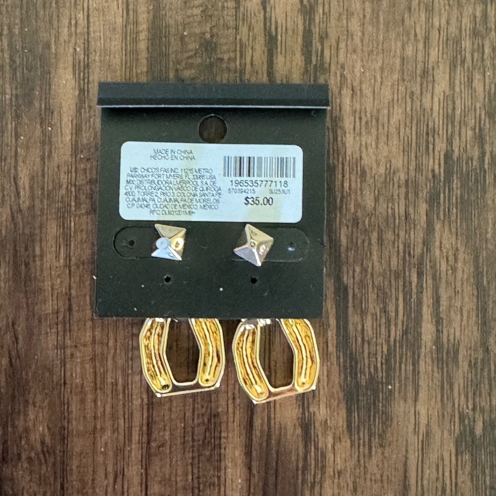 White House Black Market Gold double link drop earring - Picture 12 of 12